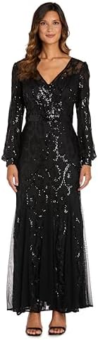 R&M Richards Women's Elegant Sequin Power Mesh Wrap Dress - Forma...