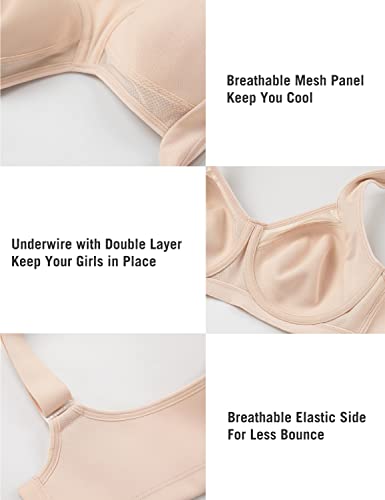 Image of SYROKAN High Impact Sports Bras for Women No Uniboob Unlined Underwire Adjustable Cross Back Bra
