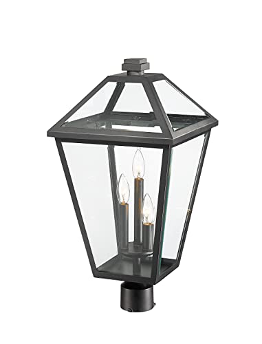 Z-Lite 3 Light Outdoor Post Mount Fixture 579Phxlr-Bk, Clear Beveled #TOP2