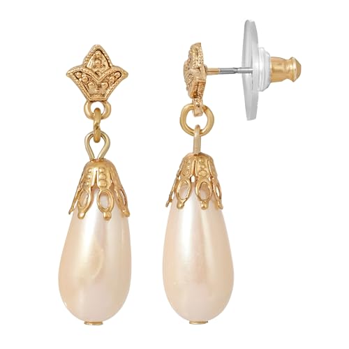 1928 Jewelry Classic Estate Faux Pearl Drop Earrings...