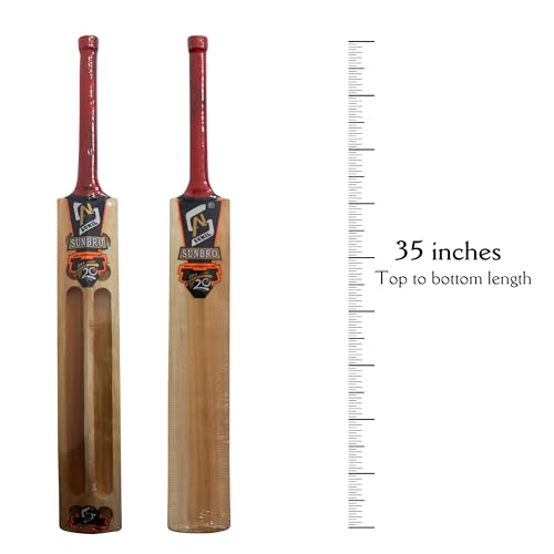 Image of SN Sports Sunbro T20 Kashmir Willow Cricket Bat (Size: Long Handle, Weight: Light, Playing Style : All-Round, Red Grip)