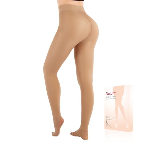 Image of Fleece Lined Tights Sheer Women,Fake Translucent Warm Pantyhose Leggings Sheer Thermal Tights for Women in Winter.