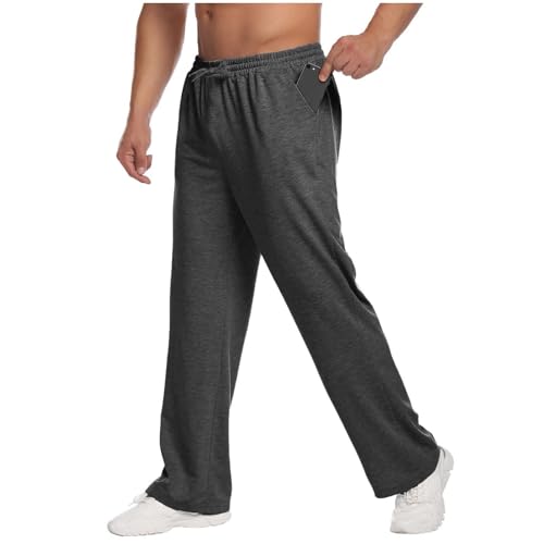 Generisch Herren Sporthose Lang Elastische Trainingshose Boulderhose Herren Baggy Hose Open Leg Jogger Kinder Herren Cordhose Sporthosen Herren Baggy Cargo Jogginghose Extra Lang Herren Grau L