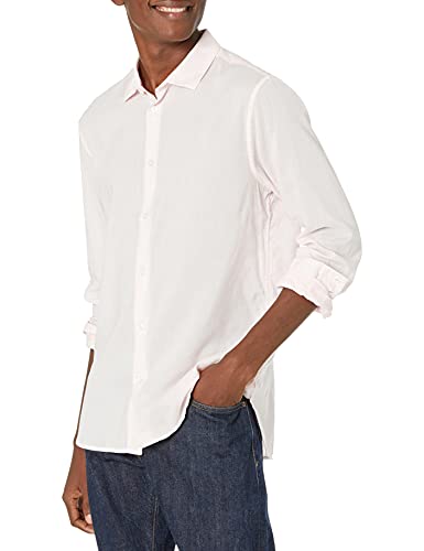 John Varvatos Star USA Men's Ross Slim FIT Long Sleeve Sport Shirt in Misty Rose, Small