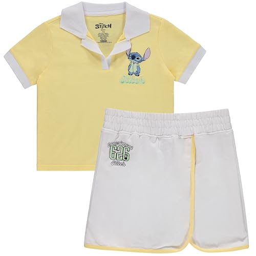 Disney Girls Lilo & Stitch 2-Piece Set – Embroidered Soccer Jersey & Shorts - Polo T-Shirt & Skort – Sizes 4-16