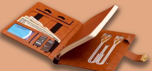 Image of Wireless Powerbook Folder With Wireless Charge Built- (8000 MAH) | Biometric Powerbook Notebook Diary for Girls Men & Women (LIGHT TAN)