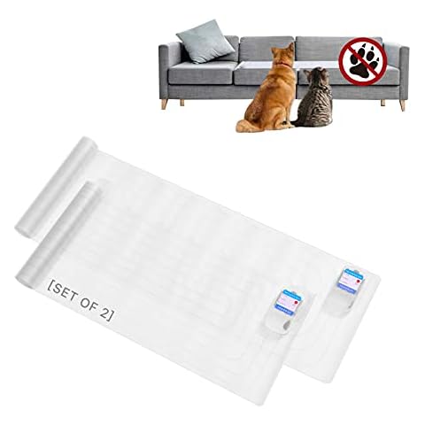 SEERWAY Scat Pet Shock Mat 2 Pieces, Shock Pads for Dogs and Cats Training Indoor, Electric Repellent Mat Keeps Pets Off Couch, Sofa, Countertop, 3 Modes, 2 Pieces Same Size, Battery Operated Cover