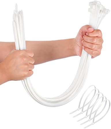 24 inch Zip Ties Heavy Duty,WLEAD 50PCS Long Strong Zip Ties with 120 lbs Tensile Strength,Outdoor UV Resistant,Awnings Tying Branches Bundling of Crops Fixed Water Pipes(White,24 inch x 0.3 inch)