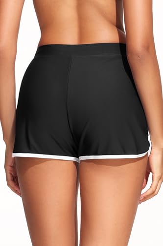 Tempt Me Women Swim Shorts with Pockets - Black Beach Boardshorts Drawstring Swim Trunks Bathing Suit Bottoms 2025 S2