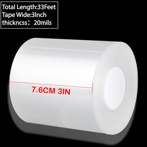 Image of Transparent Window Sealing Tape 3 inch x 100 Yards Weatherproof Residue-Free Transparent Window Insulation Tape for Doors, Windows and Showers, Glass Gaps (3 inch x 33ft)