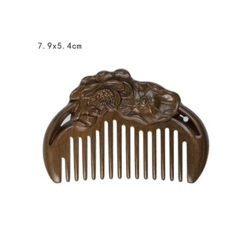Peigne en bois de santal vert chat mignon format voyage - 5