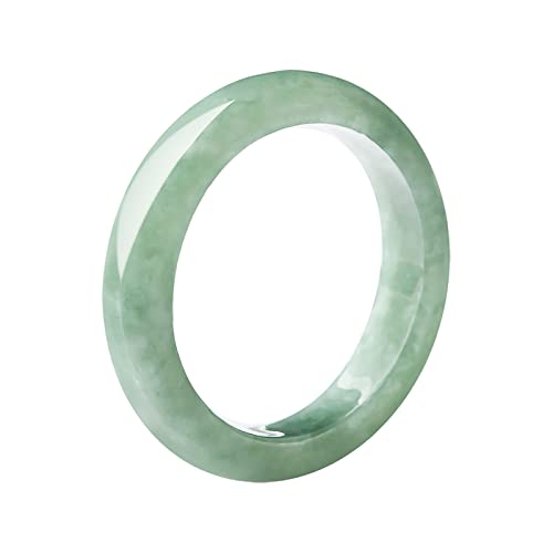 Minimalist Natural Jade Ring for Women, Jadeite Gemstone Band Jewelry Gift for Her (Green, 19mm)