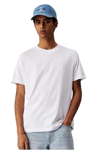 Calvin Klein Men’s Short Sleeve Round Neck Painted T-Shirt, White (Bright White), XXS