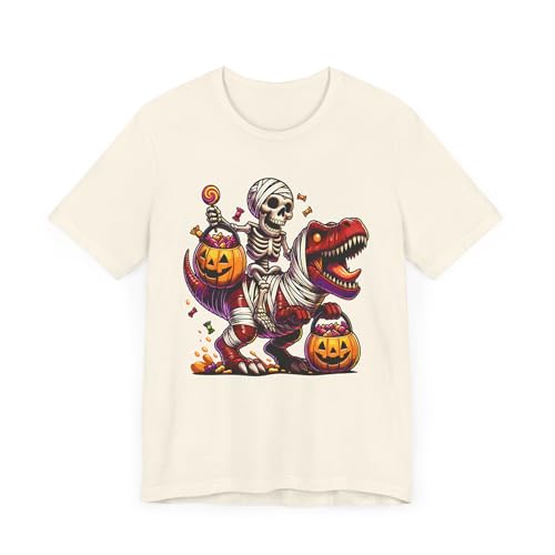 T-shirt squelette équitation dinosaure haut de gamme au motif graphique