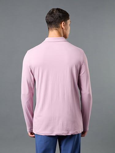 Image of TECHNOSPORT Mens Slim Fit Solid Full Sleeve Cotflex Polo T-Shirt for Regular and Casual Uses