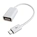 Livestream 5-inch Micro USB to USB Host Adapter Cable - Micro USB Male to USB A Female Host Cable Adapter; Connect Thumb Drive, or Other USB Devices (White)