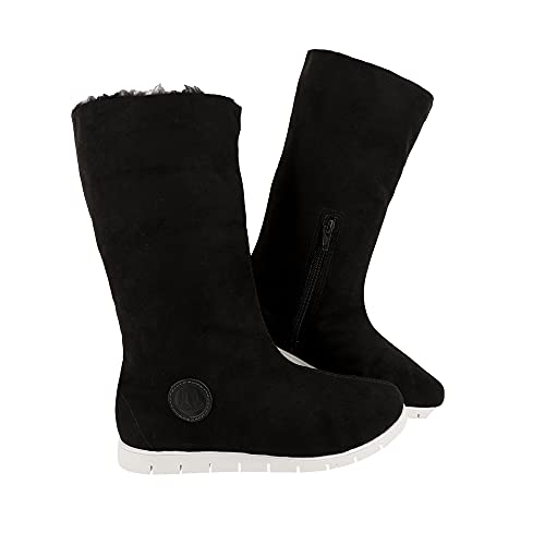 Bota Feminina Neve 100% Lã Pelo Dentro Esquimó Inverno Europa Confort AM201 Cor:1-Preto-Branco;Taman