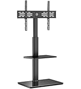 FITUEYES TV Ständer TV Bodenständer Standfuß Fernsehstand mit Regal höhenverstellbar schwenkbar f...