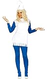 schlumpfine kostüm Kasak, Mesh und Mütze FIESTAS GUIRCA Blau Weiss Zwerg Kost?m mit Bommel f?r Damen
