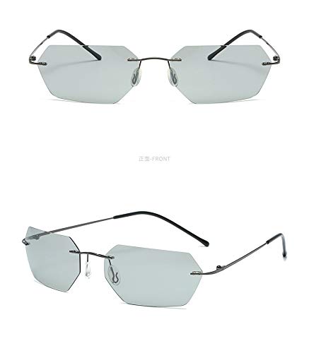 PLOPLO Photochromic Titanium Alloy Matrix Square Rimless Sunglasses men Ultralight2