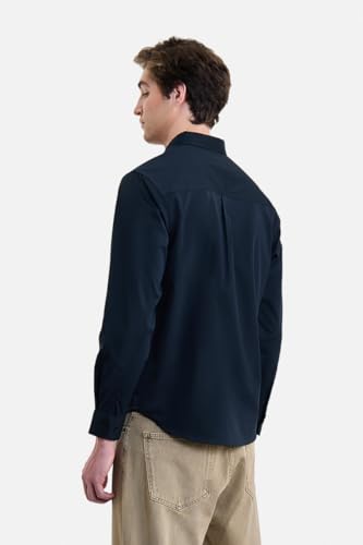 Image of SNITCH Men Casual Shirt | Regular Fit Long Sleeve Button-Down Collar Textured Style | Durable Polyester Twill & Single Patch Pocket for Work