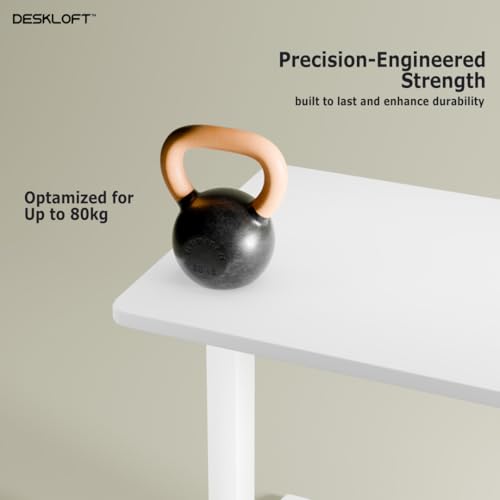 Image of Manual Height Adjustable Desk | Ergonomic Sit Stand Workstation with Walnut Wood Grain Top | Hand Crank Adjustable Computer Table for Home Office (White Frame & White Top, 1200 x 600 mm)