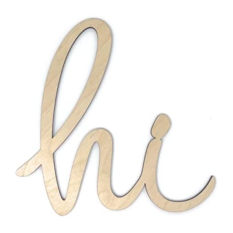 Hi Sign Wooden Cutout DIY Craft Door Wreath Décor (8"x8", 1/8" Birch) Cover