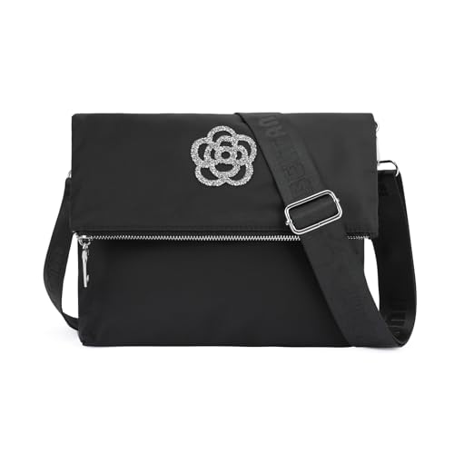 BELTANA Black Crossbody Bags for Women with Wide Adjustable Strap, Womens Crossbody Purse Nylon...