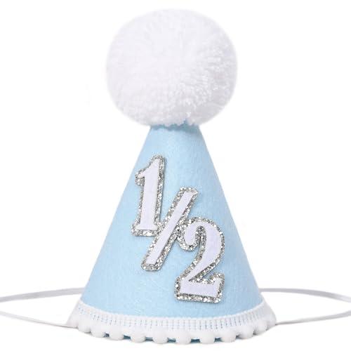 AOQURE 1/2 Half Birthday Party Decorations - 6 Months Boys/Girl Smash Cake Hat (1/2C-blue) by AOQURE - Used condition - US$7.71