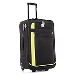 ATX Luggage Medium Suitcase Expandable Soft Shell Durable Lightweight Hold Check in Trolley Case with 2 Wheels & Built-in 3 Digit Combination Lock (Black/Lime, 79 Liter)