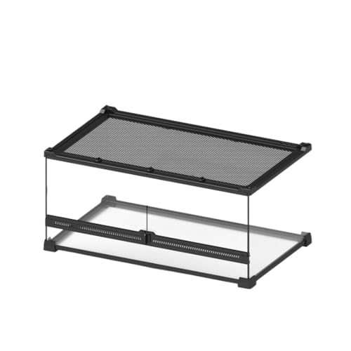 LPYROSE 爬虫類ケージ 前面デュアルドア 組み立て不要 上部メッシュ取り外し可能 レプタイルボックス レオパ トカゲ カメレオン ヘビ クモ 飼育ケース 大型爬虫類飼育箱 (50*30*25CM)