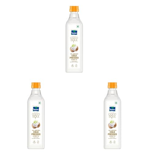Image of Parachute Coco Soul Cold Press Coconut Oil | Pure Coconut oil | 100% Unrefined Natural & Edible | Zero trans fat | 1L (Pack of 3)