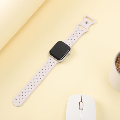 Image of Silicone Braided Weave Bands Compatible with Apple Watch 38mm 40mm 41mm 42mm 44mm 46mm 45mm 49mm, Replacement Sport Breathable Strap for iWatch Series 11 /10 /9 /8 /7 /6 /5 /4 /3 /2 /1 Ultra SE Women Men, Light Blush