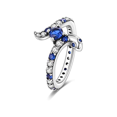 NARMO 925 Sterling Silver Rings for Women Statement Rings Butterfly Ring Endless Love Entwined Cubic Zirconia Rings Sterling Silver (7,Blue Snake) Cover
