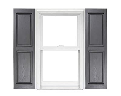Polaris Homeside Raised Panel Vinyl Shutters (1 Pair) 14-1/2in. x 55in. - 410 Gray