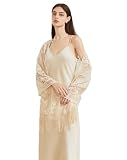 BRYCTSISEN Women’s Floral Lace Shawls and Wraps for Evening Dress Fringe Lace Scarf for Wedding Costume Party (Offwhite)