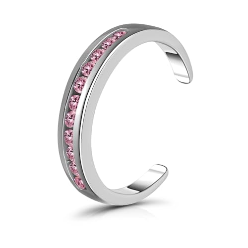 Hoops & Loops Sterling Silver Pink Channel-Set Cubic Zirconia Toe Ring