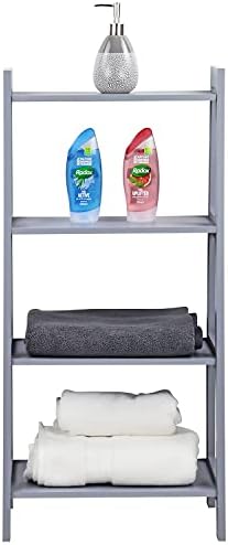 Taylor & Brown 4 Tier Ladder Shelf Wooden Storage Unit Rack Display Shelving Stand Free Standing Space Saving for Bathroom Living Room, Grey H90cm x W43cm x D30cm