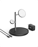 Anker MagGo Wireless Charging Station (3-in-1 Stand) Qi2対応 マグネット式 3-in-1 ワイヤレス充電ステーション/ワイヤレス出力/Apple Watchホルダー付 MagSafe対応 iPhone 15 / 14 / 13 ブラック