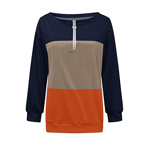 Moletom feminino casual outono inverno sem capuz gola com zíper manga longa stiped pulôver blusa blu