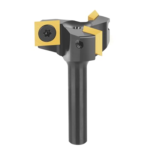 SpeTool Fresa de Superficie Diámetro del Vástago de 8mm Diámetro de Corte de 35 mm Carburo de Tungsteno 3 Insertos Fresa para Nivelar Madera con Revestimiento ATS Fresa Planear CNC Spoilboard Aplanar