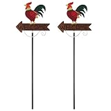 Aovdy Decorative Garden Stakes Set, 2 PCS Colorful Animals Stake Door Ornaments, Metal Gardening Dec