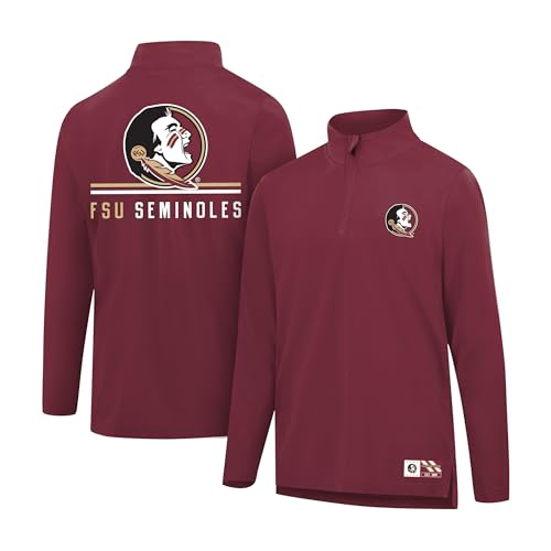 Ultra Game Men's NCAA Official Super Soft Quarter Zip Long Sleeve T-Shirt, Florida State Seminoles, Team Color, X-Large