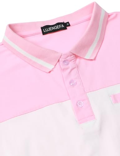 Mens Polo Shirts Short/Long Sleeve Casual Color Block Golf Polo T Shirt Stylish Contrast Collar Cotton Tops for Men4