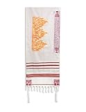 Holy Land Gifts Prayer Shawl-Names of God (72" X 24")-Acrylic, Red Gold, Large