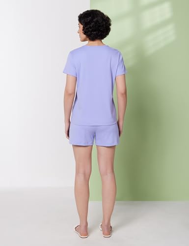 Image of Symbol Premium Women's Pure Cotton T-Shirt and Shorts Night Suit | Henley Neck | Two Piece Set |Regular Fit (Available in Plus Sizes)