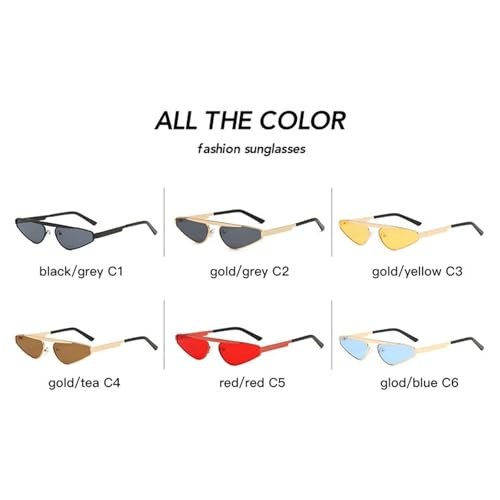 helena Small Cat Eye Sunglasses for Women Trendy Narrow Shades Y2K Style Triangular Shades Metal Outdoor UV4004