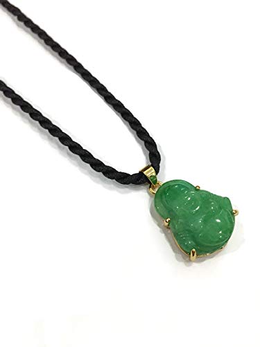 Pendant Chinese Feng Shui Jade Stone Lucky Charm Necklace Money Buddha for Good Health and Wealth