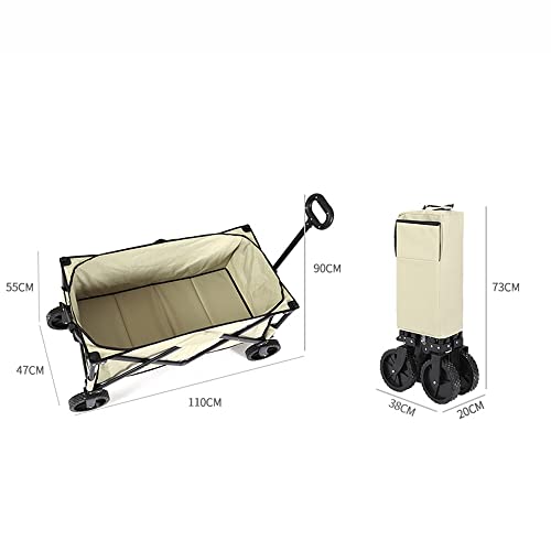 Carretilla Plegable Portátil para Camping de 80 kg con Asa Ajustable y 4 Ruedas PVC miniatura 7