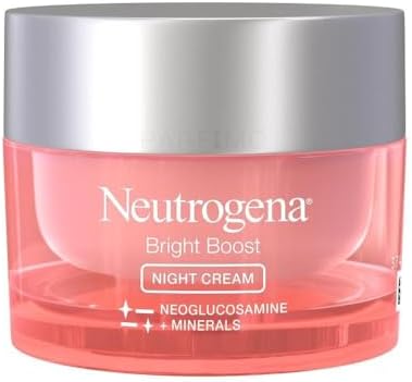 Neutrogena Bright Boost Night Gel Cream, 50ml, energizes dull skin, non-comedogenic, alcohol-free, formulated with Neoglucosamine for brighter, smoother skin